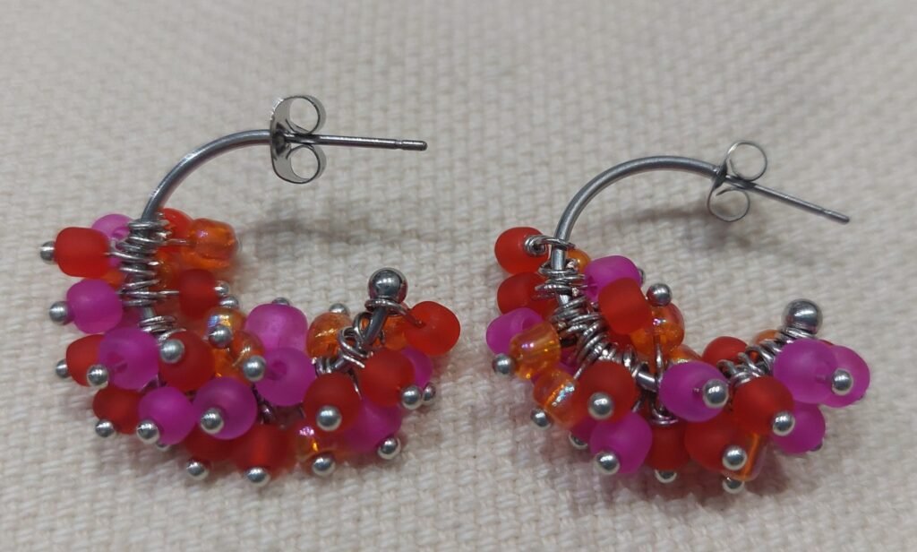 pendientes abalorios engarzados